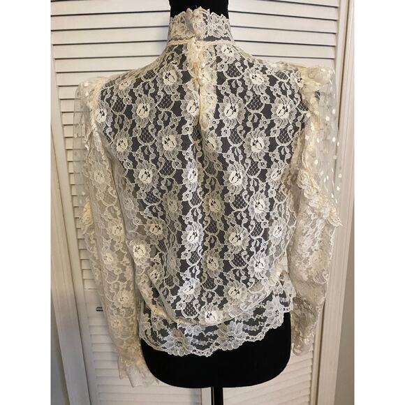 Vintage 1970s Victorian Look Lace‎ Blouse - Picture 3 of 8